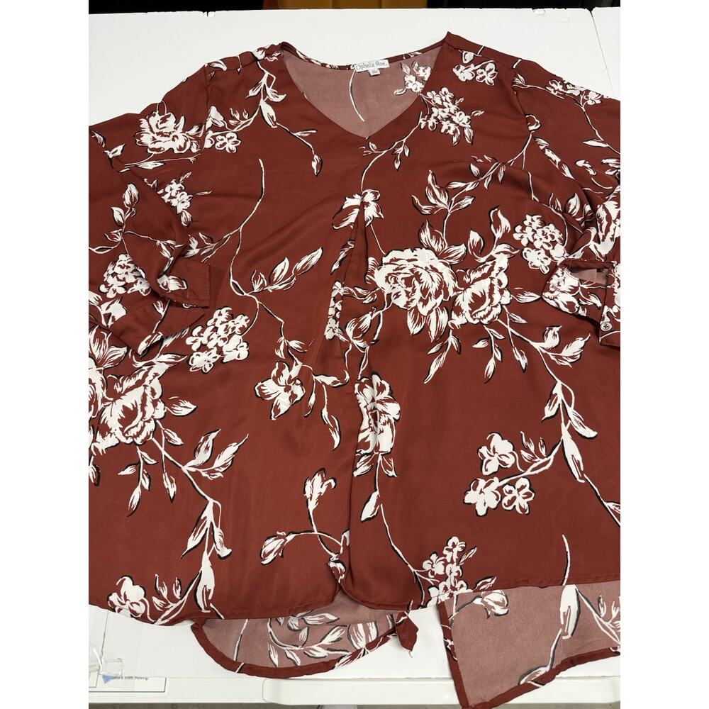 OPHELIA ROE ~ Plus 3X Floral Pullover Long Sleeve Shirt Top Blouse - Picture 1 of 8